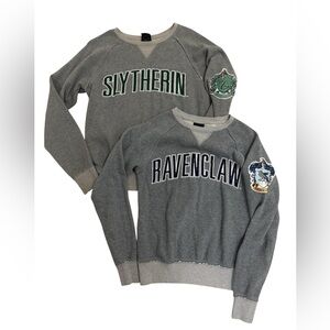 Harry Potter Slytherin Small & Ravenclaw XS Gray Crewneck Sweatshirts Bundle